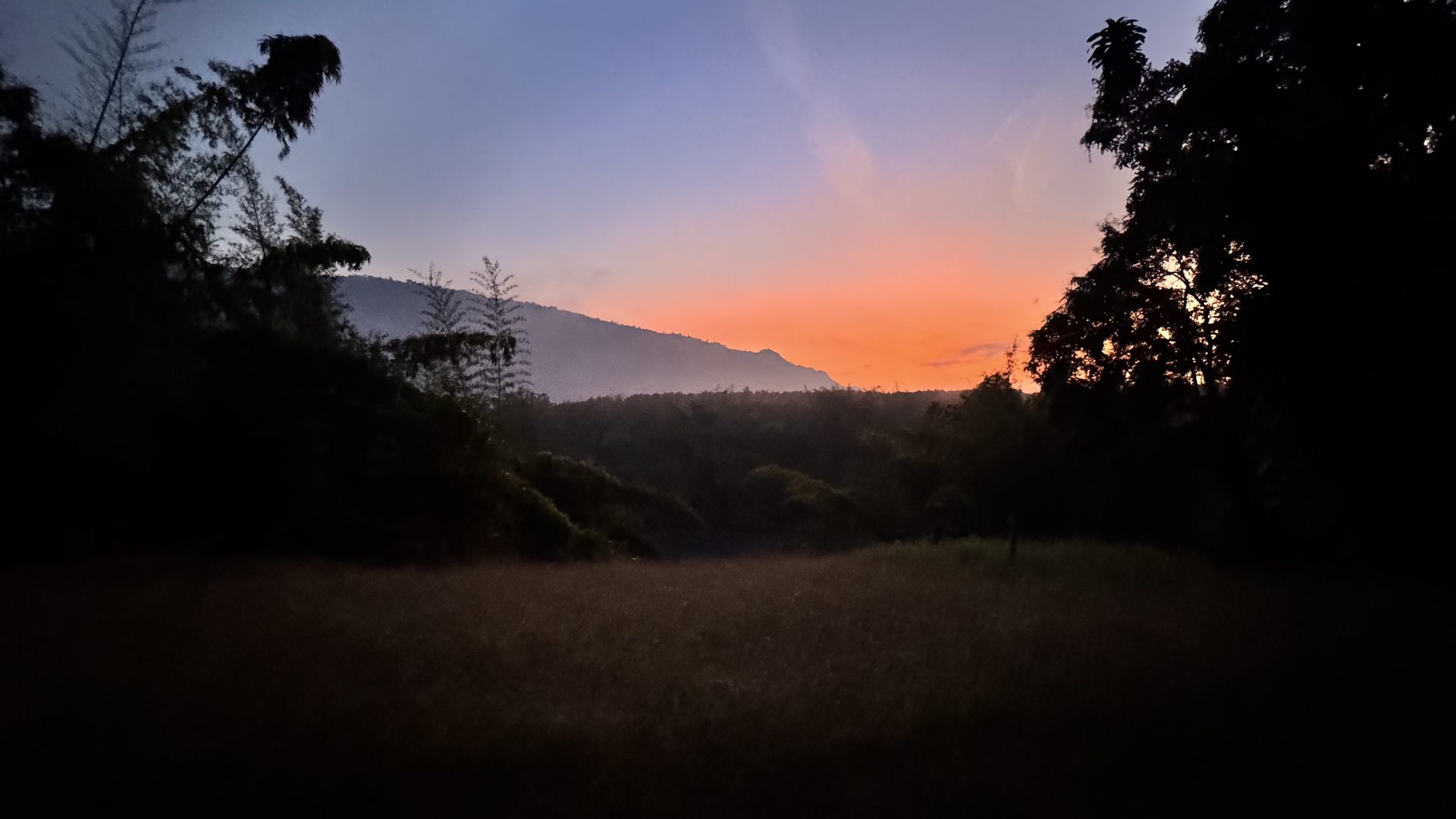 Sunset over the mountains of Sai Yok national park